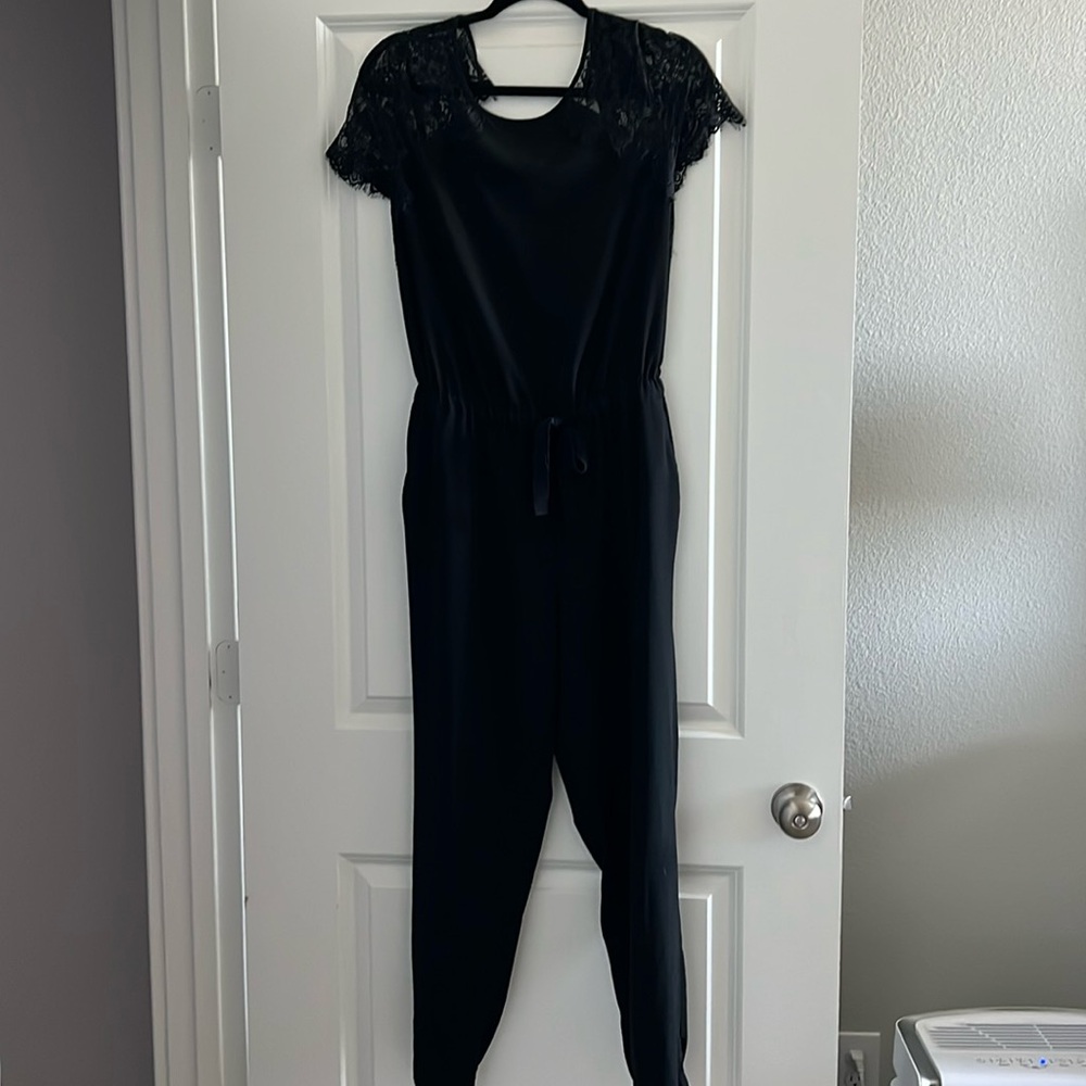 LOFT - Black lace sleeved jumpsuit - perfect for holiday parties!